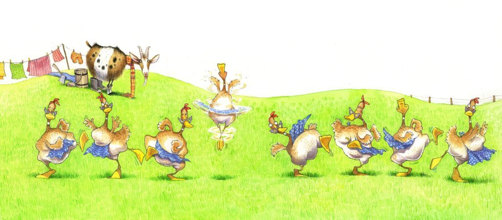 Image of dancing duck from There's a Hole in my Bucket by Jenny Cooper