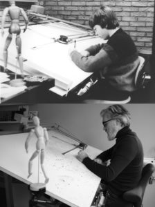 Leo Timmers at drawing table