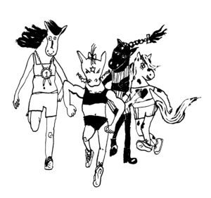 horse girls running