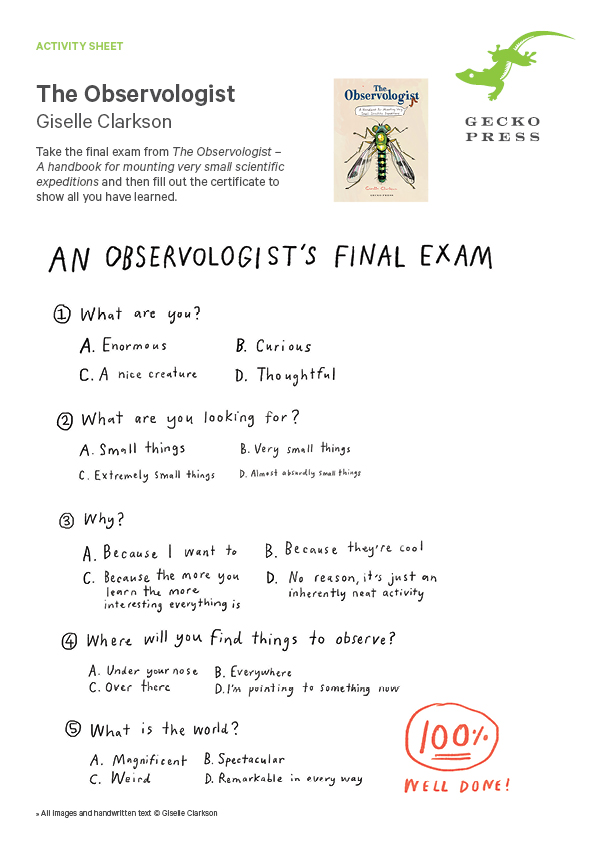 image of Observologist final exam activity sheet